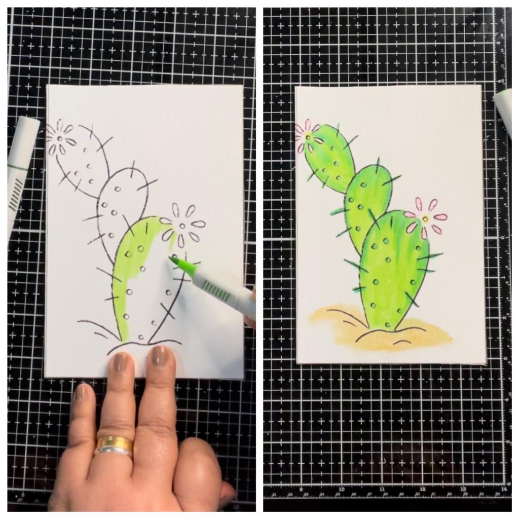 Water Color on the Blooming Cactus 